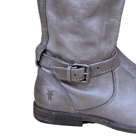 FRYE Women’s Grey Distressed Knee High Leather Boots Size 7 B - Picture 7 of 17